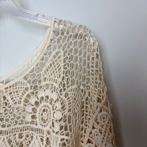 Angel of the North Crochet Beige Cream Boho Pullovrr - Picture 2 of 7